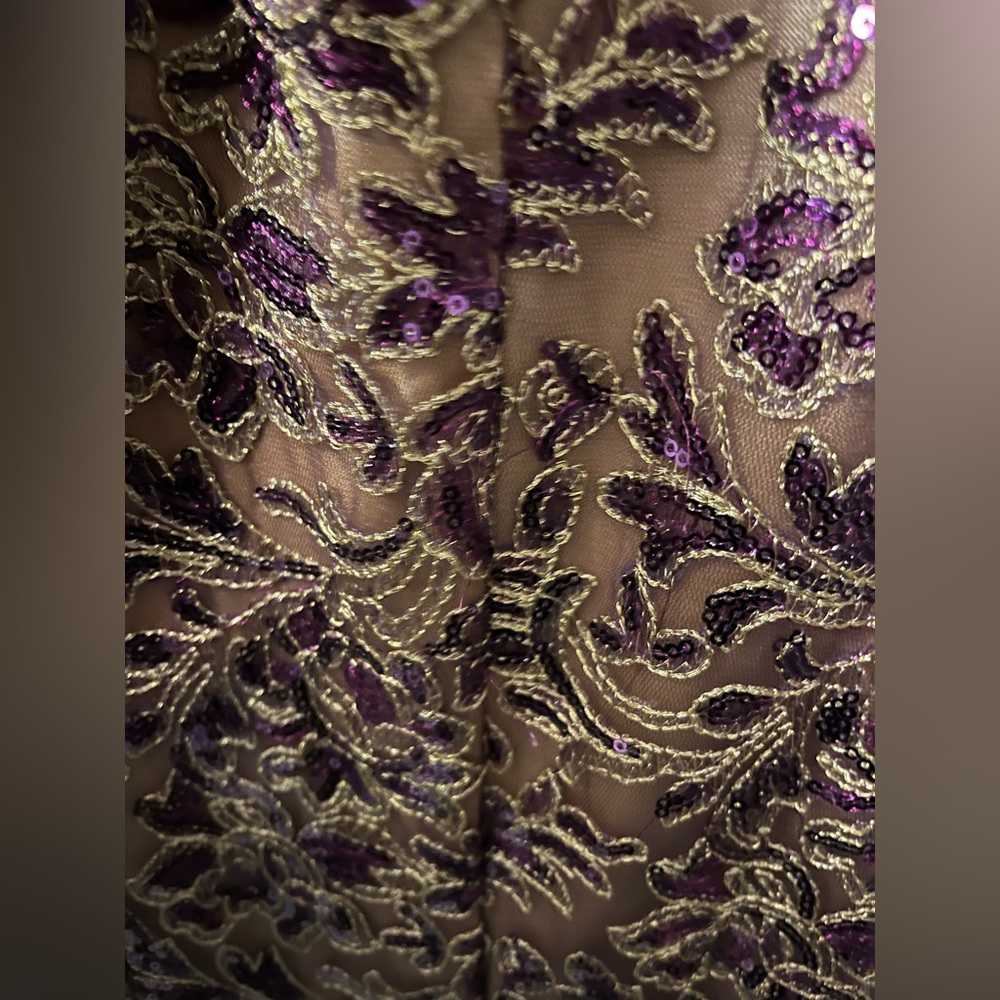Dave & Johnny Purple and Gold Dress. MOTHER OF THE BRIDE/GROOM DRESS - Picture 3 of 8